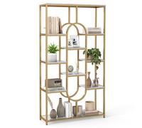 Gainoom Tall 5-Tier Bookcase With Metal Frame Oval Design Open Storage Shelves