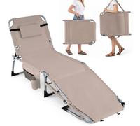 Gainoom Tanning Chair With Face Arm Holes Portable Sunbathing Chair Patio Lay Flat Folding Chaise Lounge