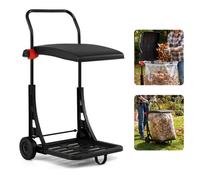 Gainoom Trash Bag Holder With Wheels Moving Leaf Bag Stand Cart Portable Trash Bin Garden Cart