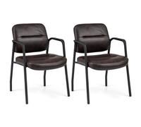 Gainoom Waiting Room Chair Brown No Wheels Set Of 2 Upholstered Pu Leather Conference Room Chairs
