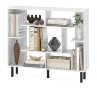 Gainoom White Open Bookshelf Modern Geometric Bookcase Freestanding With Anti-Tipping Devices