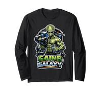Gains from The Galaxy Funny Alien Workout Meme Long Sleeve T-Shirt
