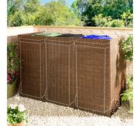 Gainsborough 3 Panel Faux Willow Weatherproof Pe Wheelie Bin Screen With Hinged Steel Frame And Open Top, H116 X W183 X D81Cm