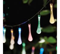 Coopers of Stortford - 30 LED Solar Droplet String Lights - Outdoor Garden Fairy Lights - Waterproof Solar-Powered Decoration - Warm White Patio Lights