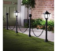 Gainsborough 4-Piece Solar-Powered Lamp Post & Chain Garden Border Set in Black Gainsborough Black