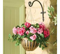 Gainsborough Artificial Pink Geranium Hanging Basket with Bronze-Effect Pot Gainsborough Multicolor