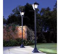 Coopers of Stortford - Deluxe Solar Lamp Post - Vintage Style LED Garden Light - Auto-Adjusts Brightness - Weatherproof Stainless Steel - 200cm