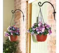 Gainsborough Faux Pansy Hanging Basket, Pink & Purple Blooms, Terracotta-Look Pot, Weather-Resistant, Ready To Hang
