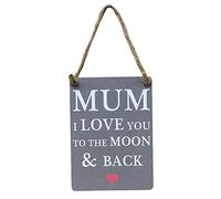 Gainsborough Giftware MUM I LOVE YOU TO THE MOON & BACK CHIC N SHABBY GREY MINI METAL SIGN