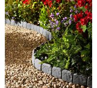 Gainsborough Pack Of 10 Dark Grey Stone Effect Lawn Edging, 2.4m Total Length Gainsborough Dark Grey
