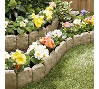 Coopers of Stortford Lawn Edging Pack Cobbled Stone Pack 10, Neat And Tidy Edge To Lawns/paths/borders, Simply Tap In, Straight/curved - Cornish Grey