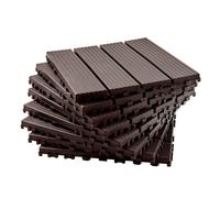 Gainsborough Brown Weather Resistant Quick Click Interlocking Plastic Garden Decking Tiles, Pack Of 24, H2 X W30 X D30Cm
