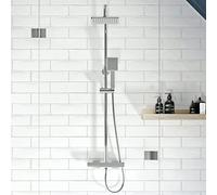 Gainsborough Premium Thermostatic Bar Mixer Shower - Square Dual Outlet - Square Rainfall Drencher & 3-Spray Handset with Diverter, Cool-Touch Thermostatic Safety & Adjustable Riser Rail