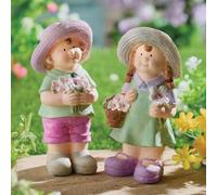 Gainsborough Set Of 2 Max & Marie Garden Ornaments, Hand-Painted, Weather-Resistant Polyresin, Inspired By Early 20Th-Century Hummel Figurines