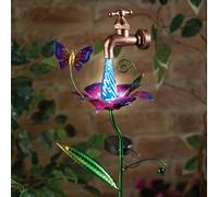 Gainsborough Solar Flowing Tap Garden Decoration With Butterfly, Led Lights, 90Cm Height