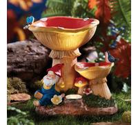 Gainsborough Solar Gnome Under Toadstool, Birdbath Or Feeder, 20Cm Garden Ornament