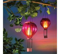 Coopers of Stortford - Solar Hanging Gardern Lantern - Hot Air Balloon Garden Decoration Light with 30 LEDs - Vibrant Purple and Pink Solar Powered Lighting