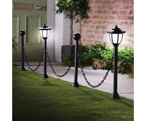 Gainsborough Solar Lamp Post And Chain Set, Set Of 4 Garden Path Lighting, Weather-Resistant, 3M