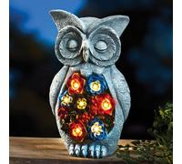 Gainsborough Solar Owl With Succulents, Colourful Led Garden Ornament, H19.5 X W13 X D9Cm