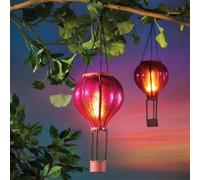 Coopers of Stortford - Solar Hanging Gardern Lantern - Hot Air Balloon Garden Decoration Light with 30 LEDs - Vibrant Purple and Pink Solar Powered Lighting