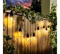 Coopers of Stortford - 10 LED Solar Festoon Lights Warm White 2m - Outdoor Garden String Lights Vintage Bulbs Patio Balcony Lighting