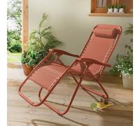 Gainsborough Terracotta Zero Gravity Reclining Garden Chair, Folding Outdoor Lounger With Mesh Seat & Bungee Support