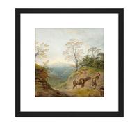 Gainsborough Wooded Landscape With Boy Leading Donkey Painting 8X8 Inch Square Wooden Framed Wall Art Print Picture with Mount Artery8 Black One Size
