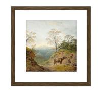 Gainsborough Wooded Landscape With Boy Leading Donkey Painting 8X8 Inch Square Wooden Framed Wall Art Print Picture with Mount Artery8 Brown One Size