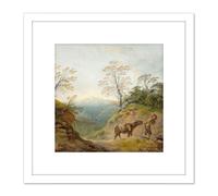 Gainsborough Wooded Landscape With Boy Leading Donkey Painting 8X8 Inch Square Wooden Framed Wall Art Print Picture with Mount Artery8 White One Size