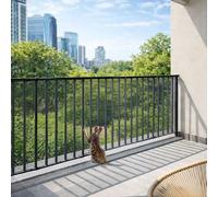 Gainspra 15ft x 3ft Balcony Netting for Pets - Heavy Duty Cat Balcony Net, Thickened Mesh Railing Protector for Apartment, Stairs, Deck Banister Guard with 45 Zip Ties & 25 Ropes, Black