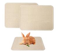 Gainspra 2 Pcs 16"x12" Rabbit Scratch Mats：Sisal Bunny Scratching Pads Indoor,Bed Toys & Chew Toys for Small Pets, Claws & Teeth Scratcher Accessories