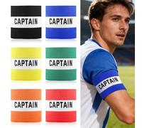 Gainsten 6pcs Captains Armband Adjustable Elastic Football Soccer Captain Unisex Armbands for Football Hockey Rugby Netball Sports Training and Matches for Youth and Adults Junior Boys