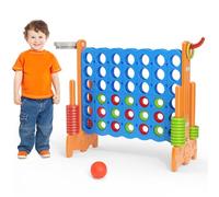 Gaint Connect 4 Game Garden, 3-in-1 Game Set Indoor Outdoor Giant Connect 4 with Basketball Hoop, 42 Giant Rings and Four in One Game Set for Kids to Play, Family Entertainment(Blue Orange)