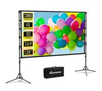 GAINVANE Projector Screen and Stand, 120 inch Portable Projector Screen Indoor Outdoor Projection Screen 16:9 4K HD Wrinkle-Free Light-Weight Movie Screen with Carry Bag for Backyard Movie Night