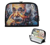 GAIREG Albert Einstein Print Standing Pencil Bag with Magnetic Closure for Stationery and Travel Accessories