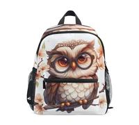 GAIREG Backpack for Toddler Girls Boys, Cute Chibi Owl Wearing Glasses Travel Backpack with Name Tag Mini Kids Backpacks 6-8 Years