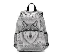 GAIREG Backpack for Toddler Girls Boys, Grey Wolf Mini Travel Backpack Little Kid's Backpacks 3-6 Years, Medium