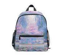 GAIREG Backpack for Toddler Girls Boys, Water Lily Pond by Claude Monet Mini Travel Back Pack with Name Tag 3-5 Years