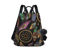 GAIREG Blue Greek Mythology Symbols Women Backpack Anti-theft Fashion Travel School Bag with Pompom, Dream Catcher Boho Pattern 3