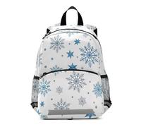 GAIREG Blue Silver Snowflakes White Toddler Boy Backpack with Leash, Mini Travel Backpack Little Kid's Backpacks 3-6 Years, Medium