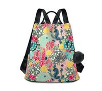 GAIREG Boho Tribal Backpack Women Backpack Anti-Theft Back Zipper Pocket Design Travel Bag with Pompom, Cute Cactus Colorful-24, Sweet Cactus Colorful-24