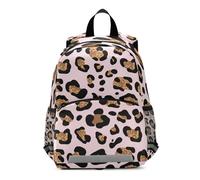GAIREG Bold Leopard Spots Black Tan Soft Pink Toddler Boy Backpack with Leash, Small Travel Book Bag Little Kid's Backpacks 3-6 Years, Medium
