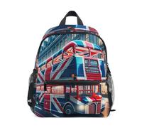 GAIREG British Bus Dyed British Flag Toddler Boy Backpack with Name Tag, Kids School Bag Kindergarten Backpacks 6-8 Years