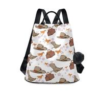 GAIREG Brown Monkey on Beige Women Backpack Anti-theft Backpack Casual Fashion Pompom Backpack, Cowboy Boots Horse Hat