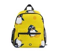 GAIREG Cartoon Penguins Yellow Toddler Girl Backpack with Name Tag, Small Kids Backpacks Travel Backpack 3-5 Years