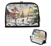 GAIREG Christmas Cabin Stand Up Pencil Bag with Magnetic Flip Lid Multipurpose Zippered Pencil Holder for School Office Travel