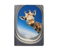GAIREG Christmas City Blue Passport Cover Passport Case for Men, Funny Giraffe Look Inside the Plane Window