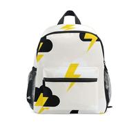 GAIREG Clouds Lightning White Toddler Girl Backpack with Name Tag, Mini Little Kid's Backpacks Travel Back Pack 3-5 Years