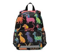 GAIREG Colored Dachshunds on Black Small Toddler Boy Backpack with Leash Kids School Backpacks Travel Back Pack 3-6 Years, Medium