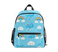GAIREG Cute Blue Rain Clouds Raindrops Toddler Girl Backpack with Name Tag, Mini Kids School Bag Travel Book Bag, Cute Blue Rain Clouds Raindrops, 3-5 Years